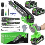 8 Zoll Akku-Mini-Kettensäge zum Beschneiden mit 2 Akkus & Schnellladegerät, Akku-Kettensäge mit Ölpumpe & Sicherheitsverriegelung für Holz- und Gartenschnitt