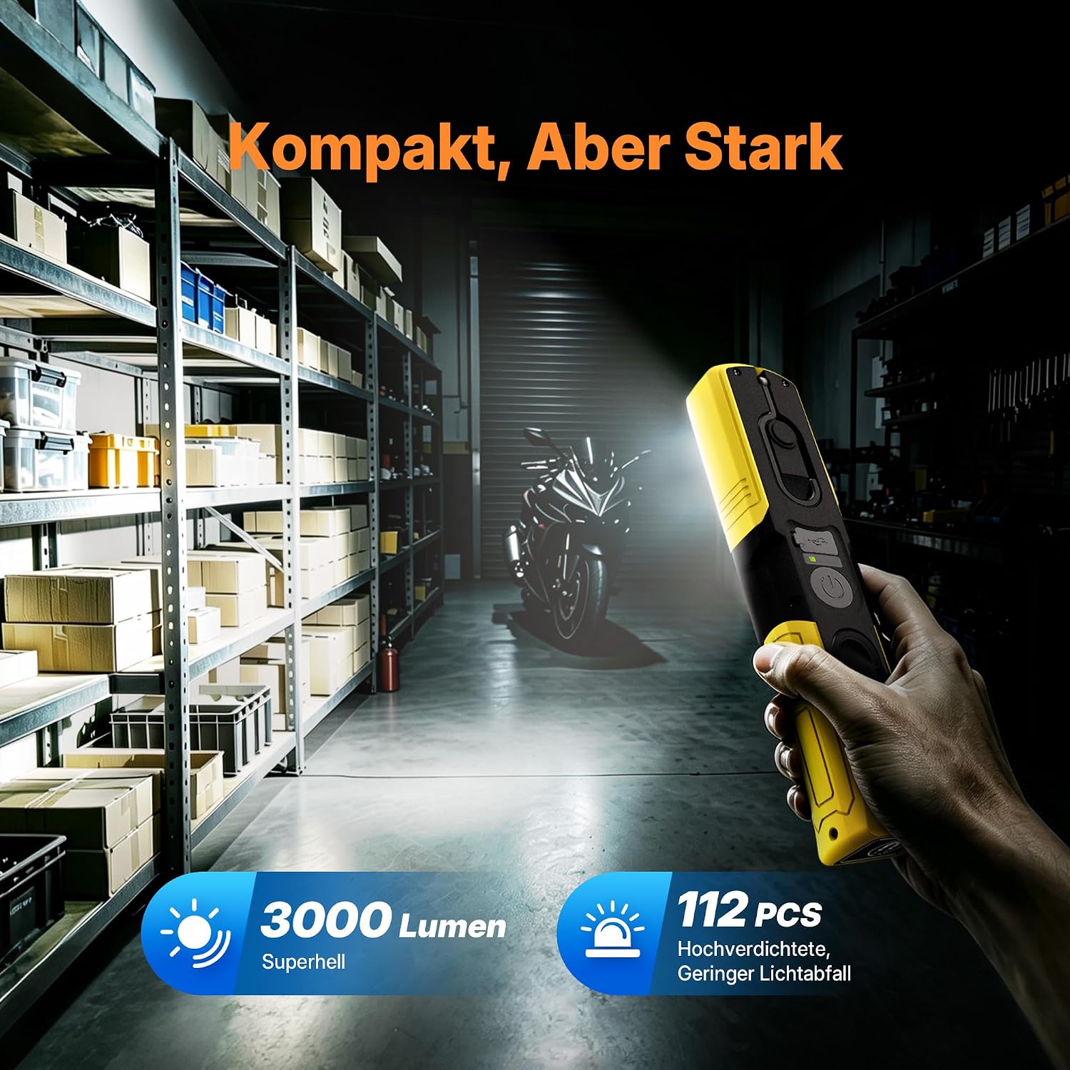 3000 Lumen LED Werkstattlampe 5 Leuchtmodi Inspektionslampe Gelb 2 3000 Lumen LED Werkstattlampe 5 Leuchtmodi Inspektionslampe Gelb – Bild 2