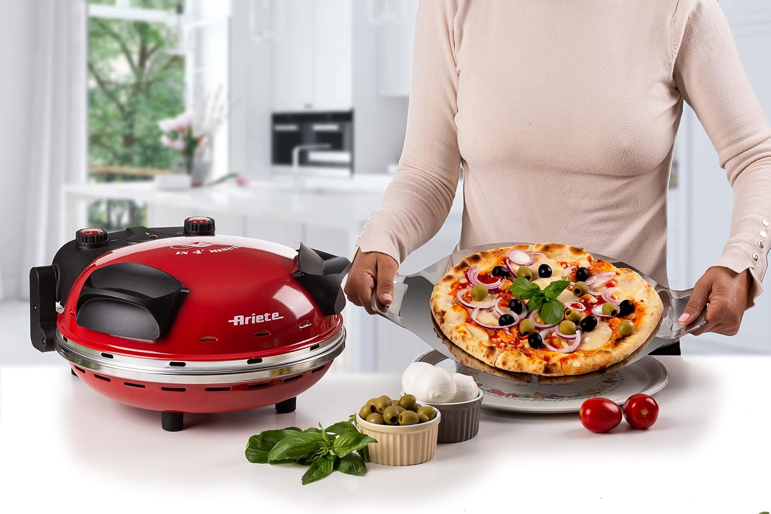 Ariete Pizzaofen 909, 4-Minuten-Pizza, Pizzaofen mit 5 Garstufen, Feuerfeste Platte zum Wiederaufwärmen, Holzbrettchen im Lieferumfang Enthalten, Max. Temperatur 400°C, 1200W, Rot 5 Ariete Pizzaofen 909, 4-Minuten-Pizza, Pizzaofen mit 5 Garstufen, Feuerfeste Platte zum Wiederaufwärmen, Holzbrettchen im Lieferumfang Enthalten, Max. Temperatur 400°C, 1200W, Rot – Bild 5