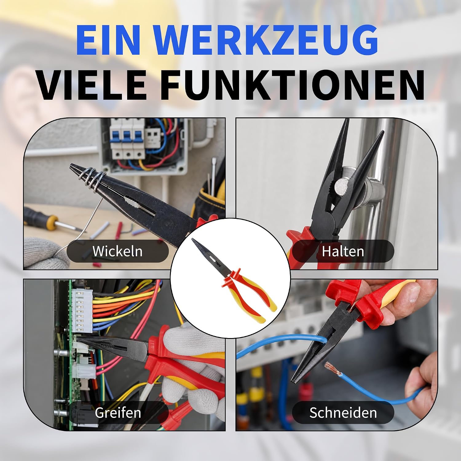 CCLIFE VDE Spitzzange 200mm, feine Spitze, 1000V, Cr-V Stahl, mit Schneide 5 CCLIFE VDE Spitzzange 200mm, feine Spitze, 1000V, Cr-V Stahl, mit Schneide – Bild 5