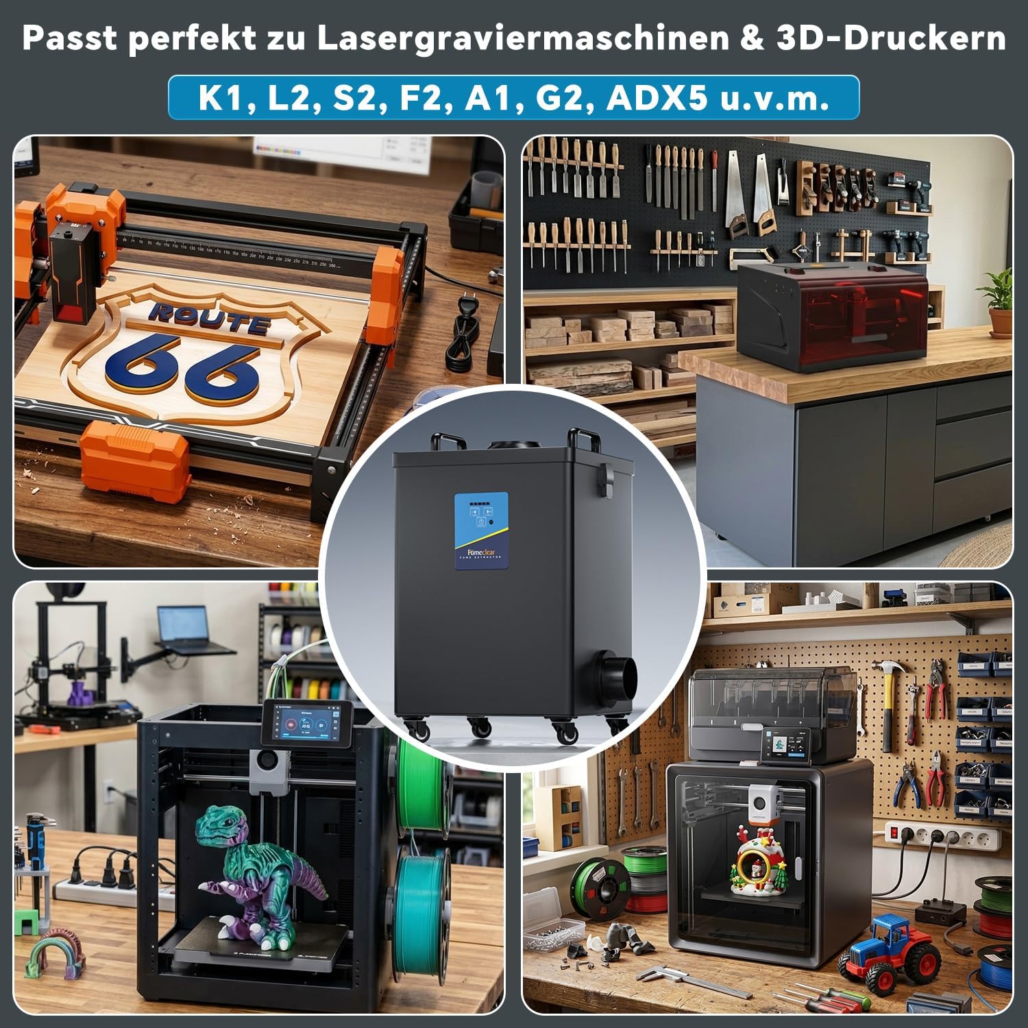 FumeClear FC-2002A Rauchabsaugung für 10-40W Lasergraviermaschinen Für A10, S2, L2, K1, A1, S1 u.a. – Starke Saugleistung 260-330 m³/h Lötrauchabsaugung, Geräuscharm mit 12 Filtern 5 FumeClear FC-2002A Rauchabsaugung für 10-40W Lasergraviermaschinen Für A10, S2, L2, K1, A1, S1 u.a. – Starke Saugleistung 260-330 m³/h Lötrauchabsaugung, Geräuscharm mit 12 Filtern – Bild 5