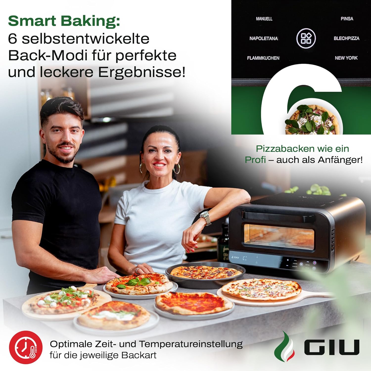 GIU Elektrischer Pizzaofen - Starker Elektro-Ofen für neapolitanische Pizza | Backofen, Pizzaofen, elektrisch, Electric Oven | Über 450 Grad FusionHeat-Tech | Genieße Steinofen-Geschmack Zuhause 2 GIU Elektrischer Pizzaofen - Starker Elektro-Ofen für neapolitanische Pizza | Backofen, Pizzaofen, elektrisch, Electric Oven | Über 450 Grad FusionHeat-Tech | Genieße Steinofen-Geschmack Zuhause – Bild 2