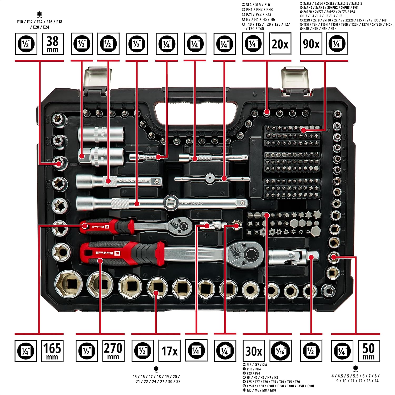 Einhell 233-tlg. Werkzeugkoffer Mechanik 2 Einhell 233-tlg. Werkzeugkoffer Mechanik – Bild 2