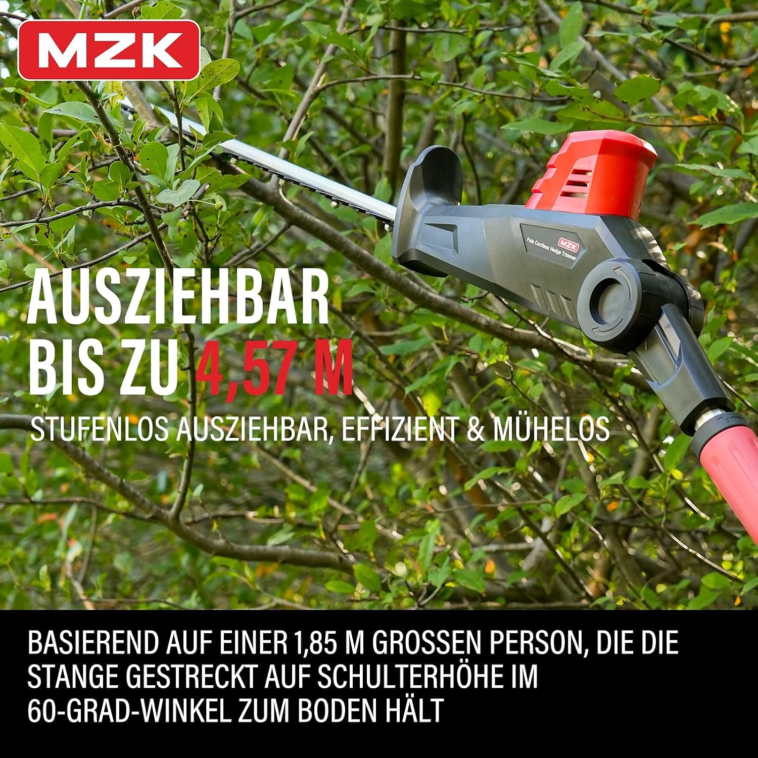 MZK 20V Teleskop Heckenschere Akku 2X 4,0Ah 57cm 2 MZK 20V Teleskop Heckenschere Akku 2X 4,0Ah 57cm – Bild 2