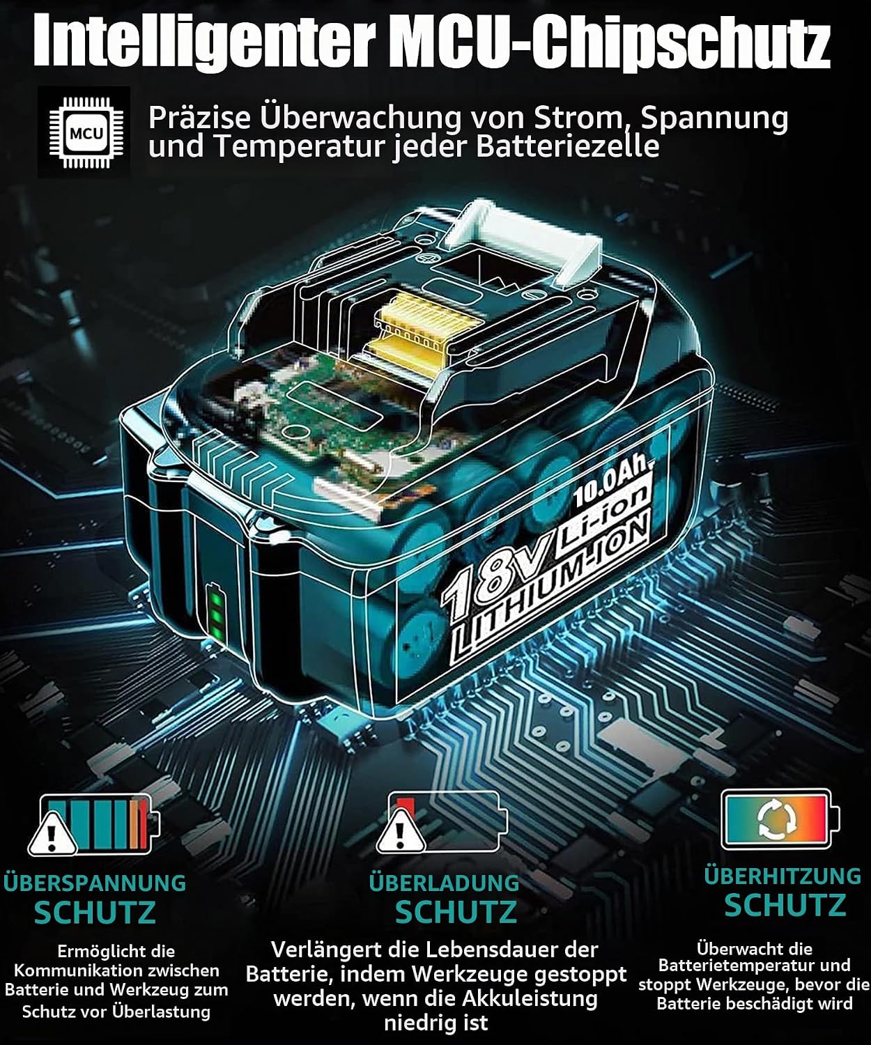 2X 18V 10.0Ah/10000mAh Ersatzakku für makita akku 1 2X 18V 10.0Ah/10000mAh Ersatzakku für makita akku