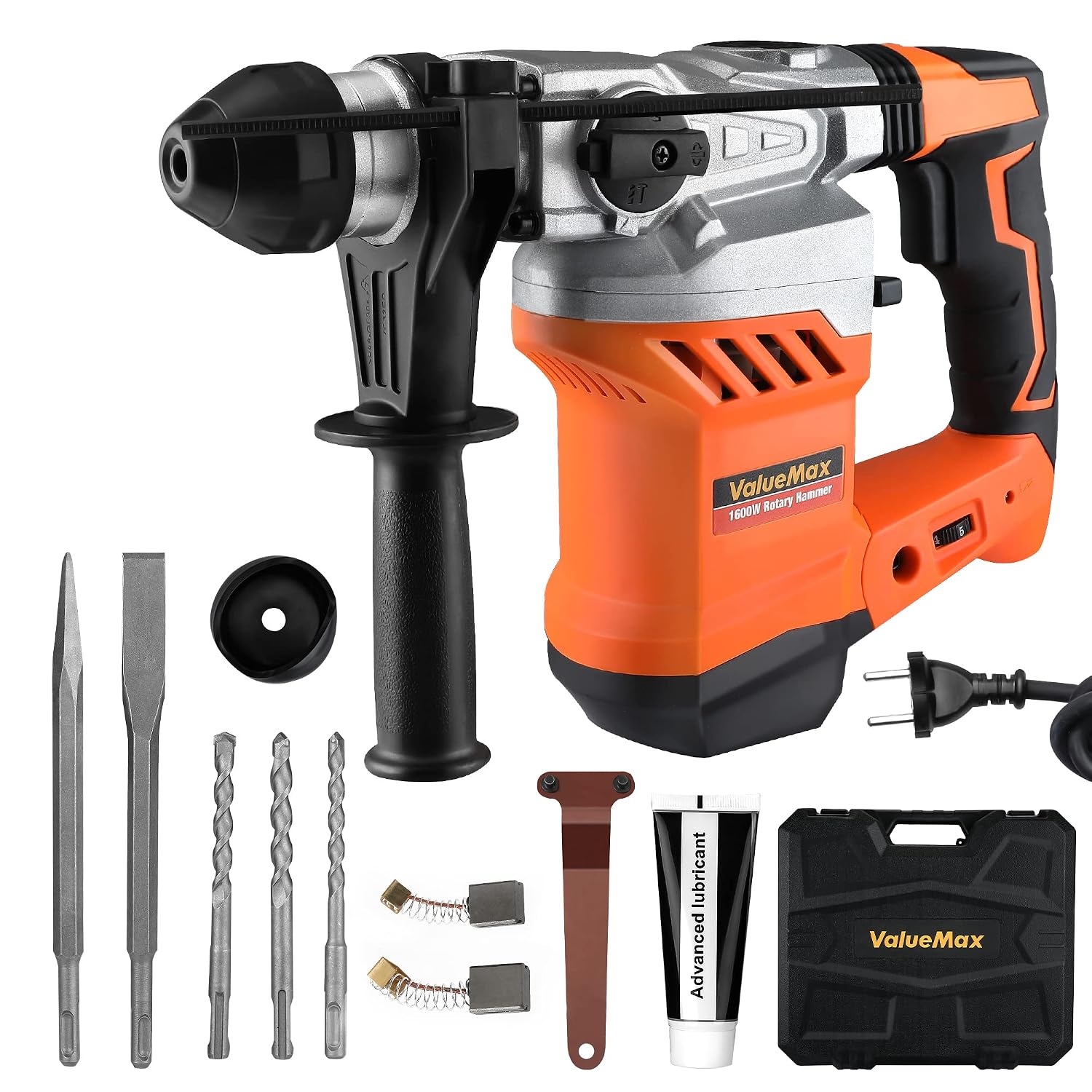 ValueMax Bohrhammer SDS-Plus 1600W, 6 Joule Abbruchhammer, Im Beton 32mm 1 ValueMax Bohrhammer SDS-Plus 1600W, 6 Joule Abbruchhammer, Im Beton 32mm