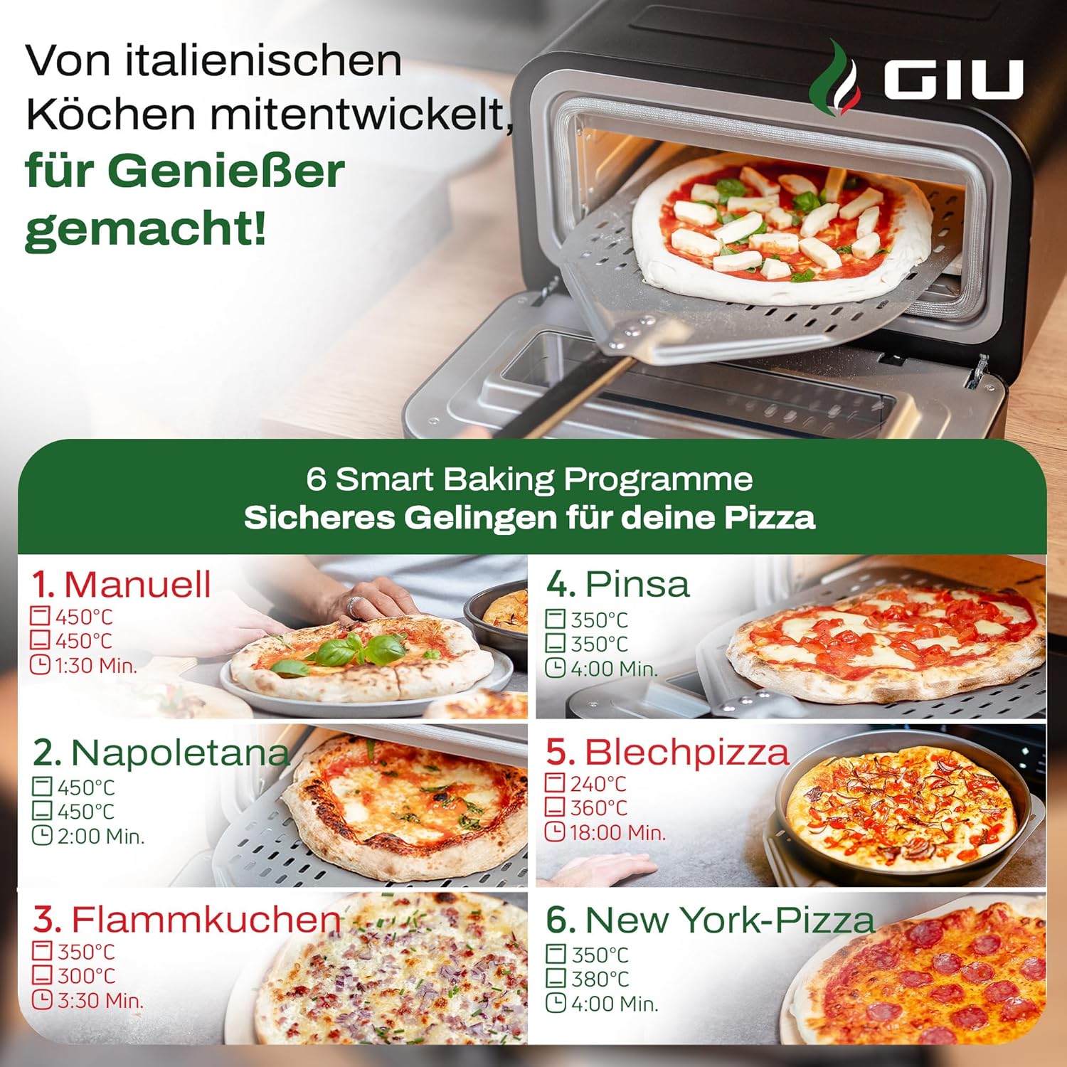 GIU Elektrischer Pizzaofen - Starker Elektro-Ofen für neapolitanische Pizza | Backofen, Pizzaofen, elektrisch, Electric Oven | Über 450 Grad FusionHeat-Tech | Genieße Steinofen-Geschmack Zuhause 4 GIU Elektrischer Pizzaofen - Starker Elektro-Ofen für neapolitanische Pizza | Backofen, Pizzaofen, elektrisch, Electric Oven | Über 450 Grad FusionHeat-Tech | Genieße Steinofen-Geschmack Zuhause – Bild 4