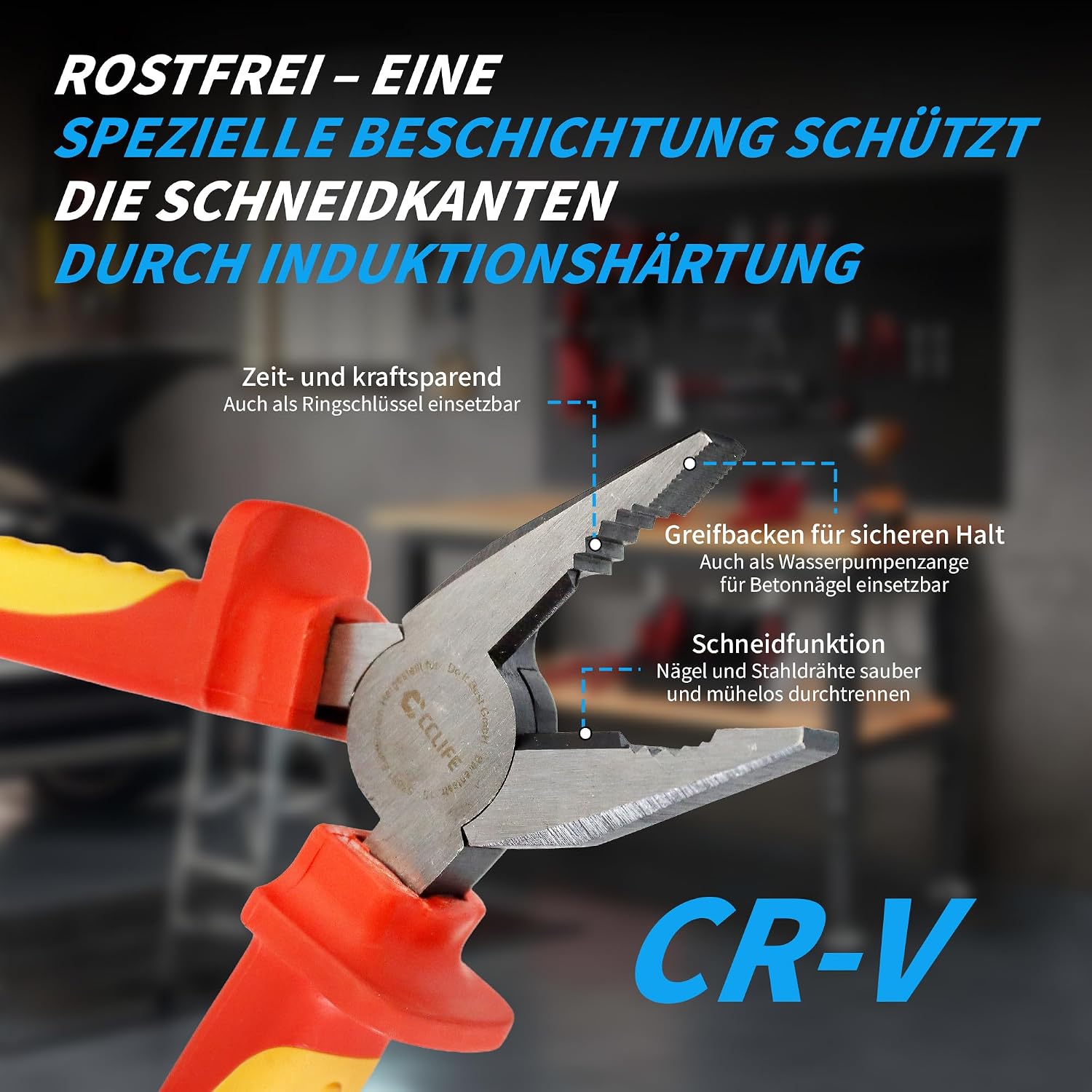 CCLIFE VDE Kombizange 200mm, isolierte Zange 1000V, Cr-V Stahl, 3-in-1 3 CCLIFE VDE Kombizange 200mm, isolierte Zange 1000V, Cr-V Stahl, 3-in-1 – Bild 3