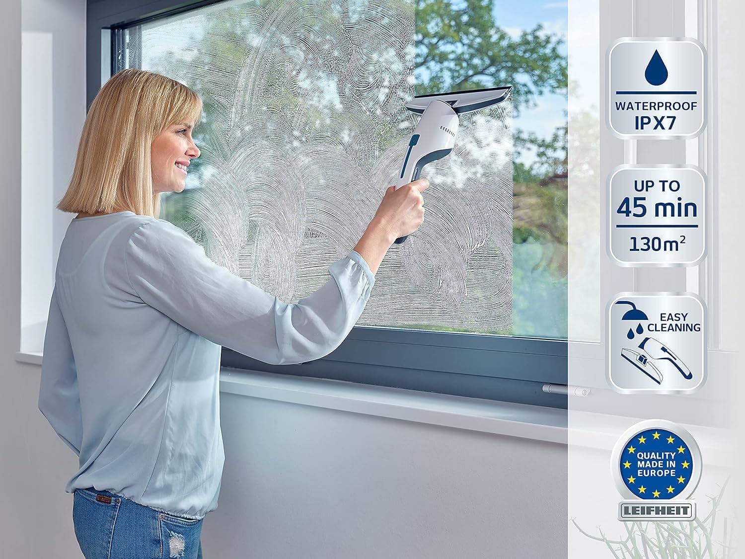 Leifheit Fenster- und Badsauger Nemo, Akku-Fensterreiniger, streifenfrei 3 Leifheit Fenster- und Badsauger Nemo, Akku-Fensterreiniger, streifenfrei – Bild 3