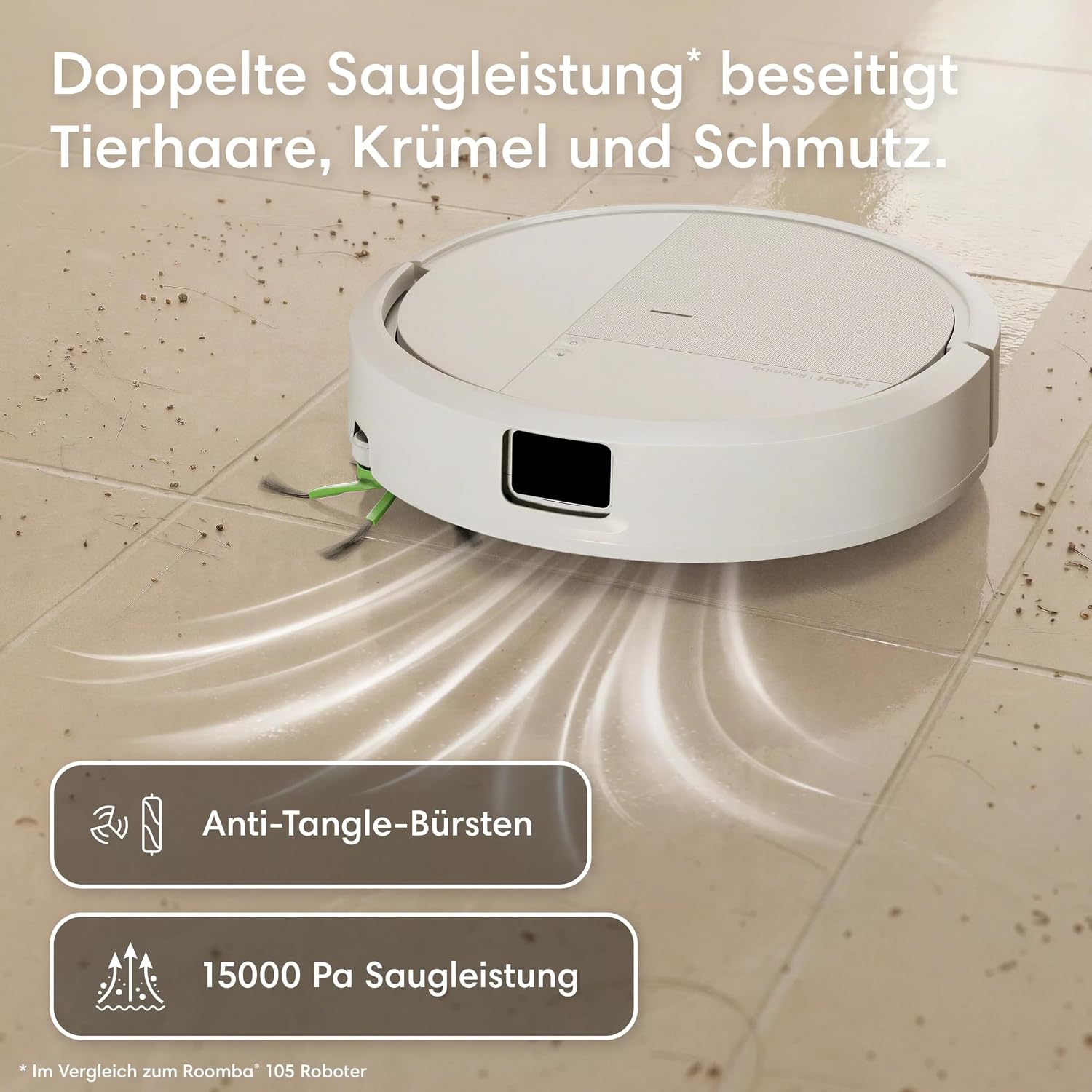 iRobot Roomba® 115 Combo Saug- und Wischroboter + AutoEmpty™ Dock, 15k Pa Saugleistung, Bürsten und Wischpad reichen, Navigation mit Clearview™ LiDAR, Weiß 3 iRobot Roomba® 115 Combo Saug- und Wischroboter + AutoEmpty™ Dock, 15k Pa Saugleistung, Bürsten und Wischpad reichen, Navigation mit Clearview™ LiDAR, Weiß – Bild 3