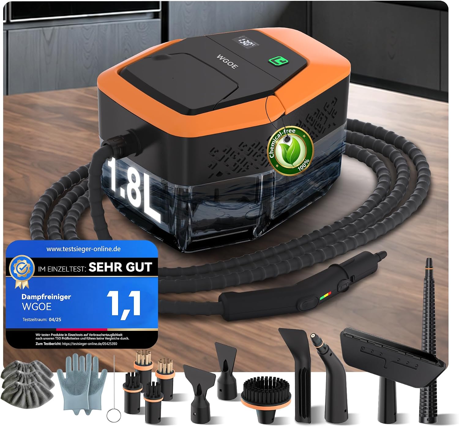 20-IN-1 Dampfreiniger Handgerät【100% Kühler & Akkufreier Griff–Neueste NH Labor-Technik】【99,99% Keimreduktion–SPJ Spitzentechnik】Dampfreiniger für Alles, Steam Cleaner für Fußboden, Sofa (Orange) 1 20-IN-1 Dampfreiniger Handgerät【100% Kühler & Akkufreier Griff–Neueste NH Labor-Technik】【99,99% Keimreduktion–SPJ Spitzentechnik】Dampfreiniger für Alles, Steam Cleaner für Fußboden, Sofa (Orange)