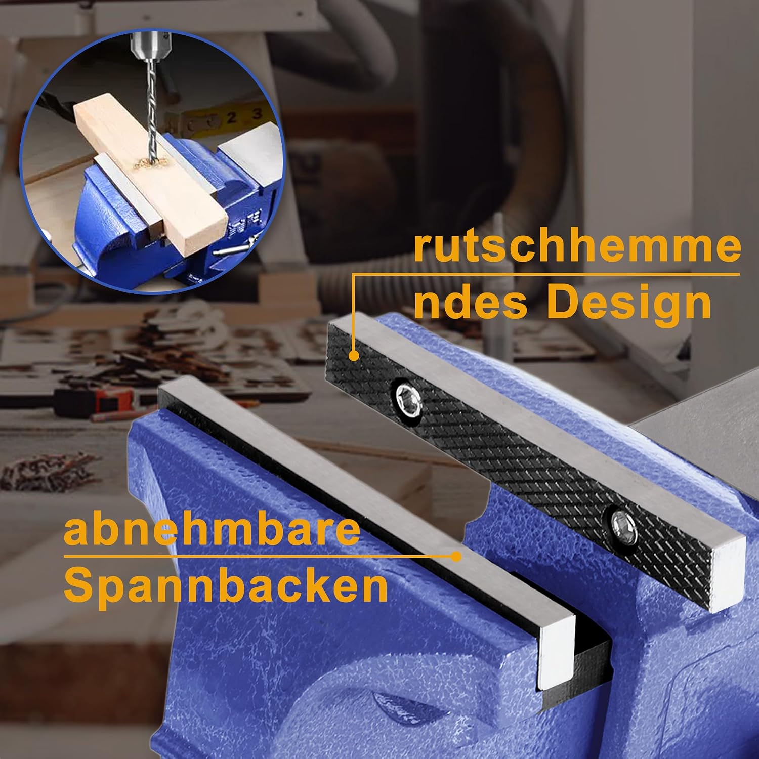 Nisorpa Schraubstock Drehbar 125mm Backenbreite Tischschraubstock mit Amboss 360° Drehbar Gusseisen Handschraubstöcke Parallelschraubstock für Werkbank 4 Nisorpa Schraubstock Drehbar 125mm Backenbreite Tischschraubstock mit Amboss 360° Drehbar Gusseisen Handschraubstöcke Parallelschraubstock für Werkbank – Bild 4