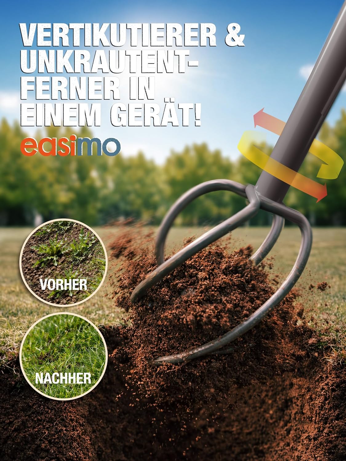 Gartenkralle mit T-Griff | Handkultivator & Bodenlockerer | Twist Tiller zum Boden Lockern, Belüften & Unkraut Entfernen | Garten Werkzeug 3 Gartenkralle mit T-Griff | Handkultivator & Bodenlockerer | Twist Tiller zum Boden Lockern, Belüften & Unkraut Entfernen | Garten Werkzeug – Bild 3