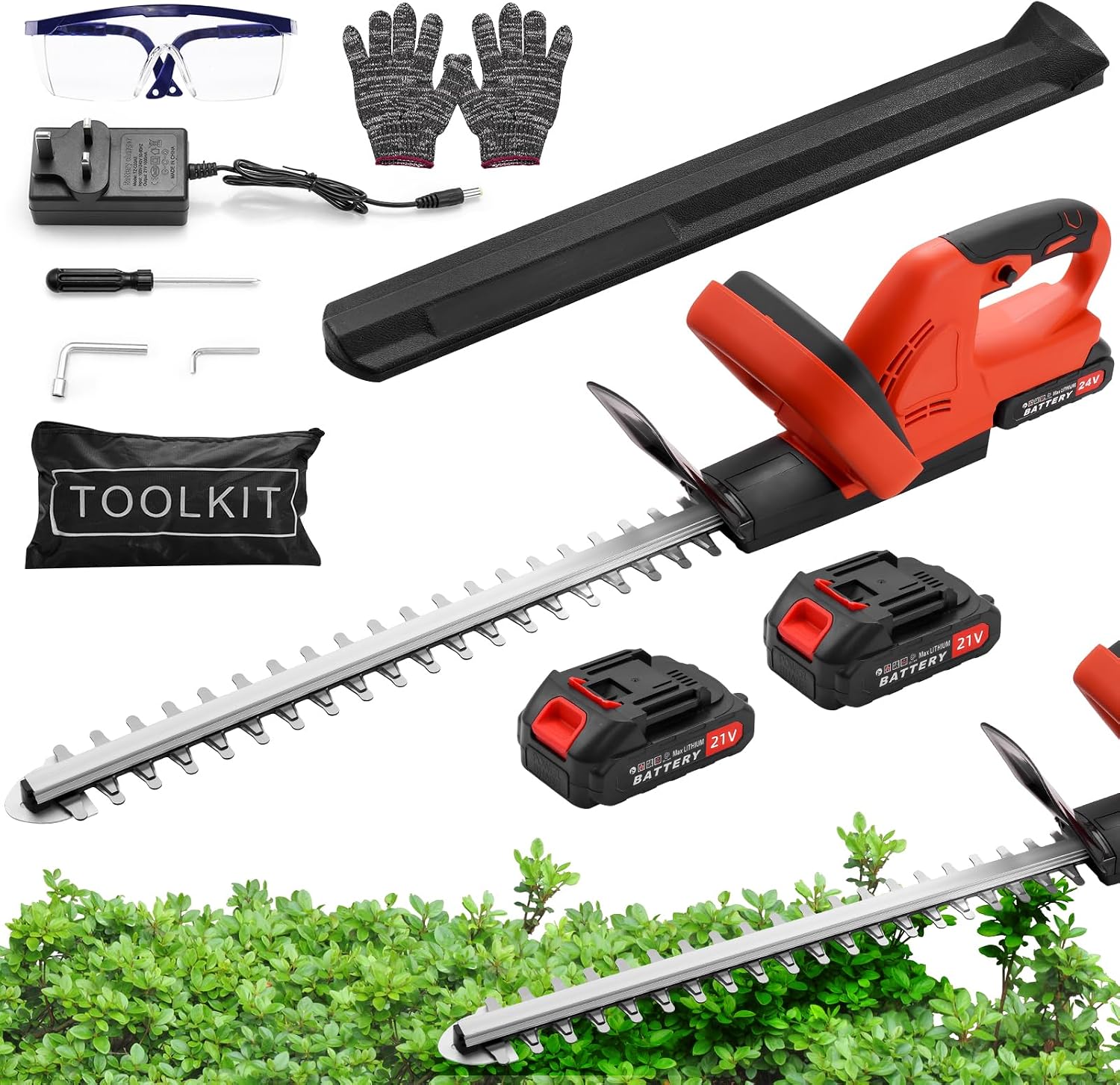 Akku Heckenschere Profi Hecken & Strauchschere 51cm Schnittlänge Inkl. Handschuhe, Schutzhülle & 21V Akku 3,0 Ah mit Ladegerät, Schnittstärke 15 mm Dual Schnittklingen Ergonomischer Grif 1 Akku Heckenschere Profi Hecken & Strauchschere 51cm Schnittlänge Inkl. Handschuhe, Schutzhülle & 21V Akku 3,0 Ah mit Ladegerät, Schnittstärke 15 mm Dual Schnittklingen Ergonomischer Grif