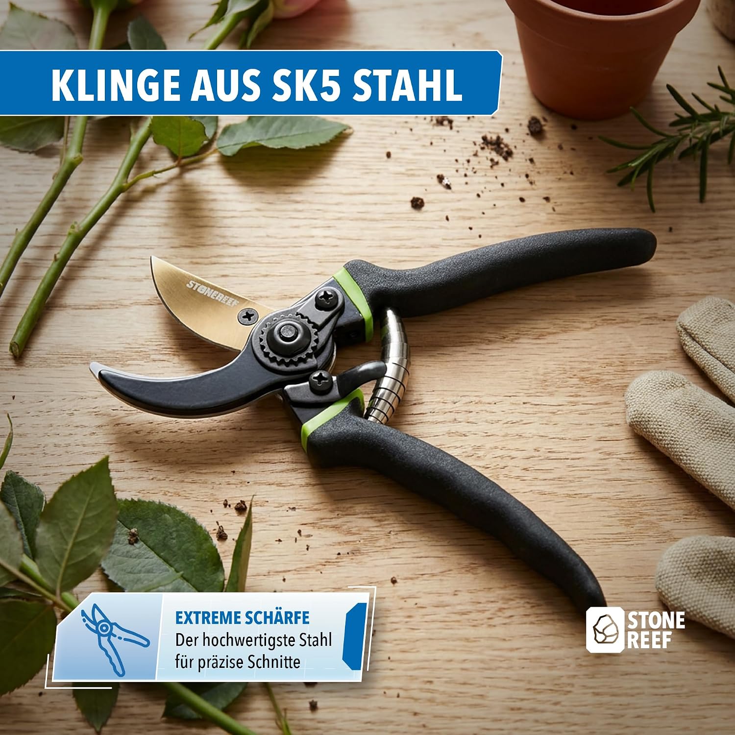 Gartenschere Bypass SK5 Carbonstahl Rosenschere Rebschere scharf 2 Gartenschere Bypass SK5 Carbonstahl Rosenschere Rebschere scharf – Bild 2