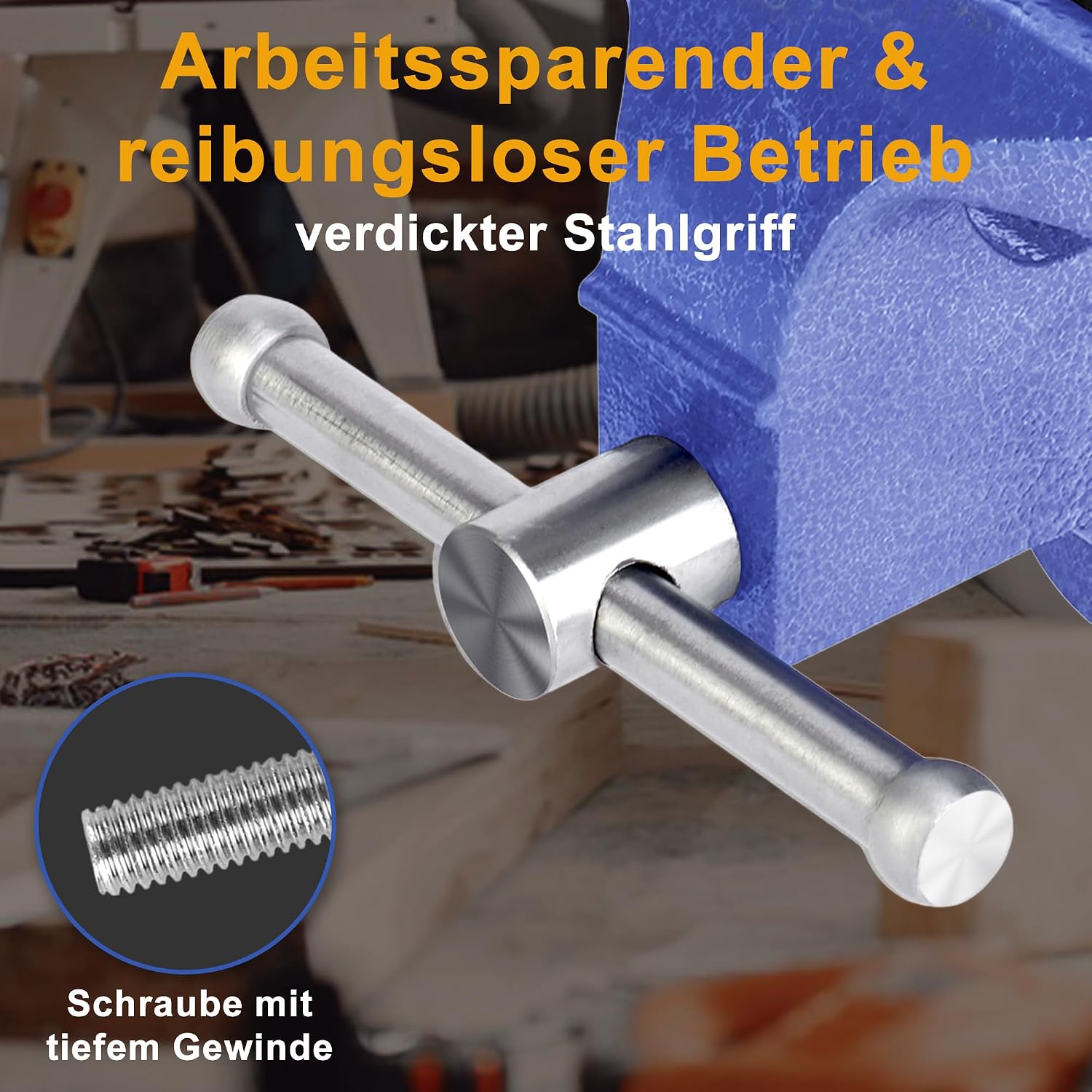 Nisorpa Schraubstock Drehbar 125mm Backenbreite Tischschraubstock mit Amboss 360° Drehbar Gusseisen Handschraubstöcke Parallelschraubstock für Werkbank 5 Nisorpa Schraubstock Drehbar 125mm Backenbreite Tischschraubstock mit Amboss 360° Drehbar Gusseisen Handschraubstöcke Parallelschraubstock für Werkbank – Bild 5