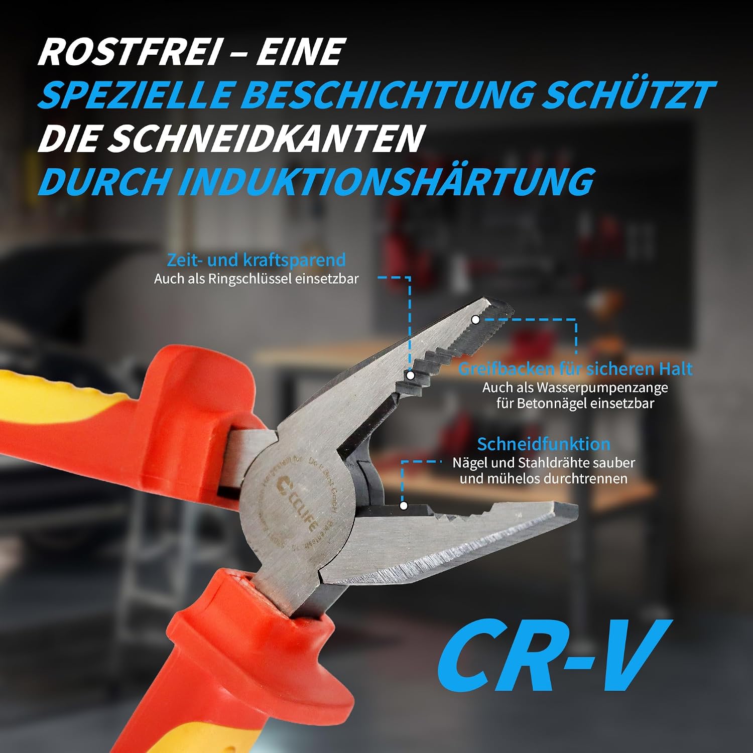 CCLIFE VDE Kombizange 180mm, isolierte Zange 1000V, Cr-V Stahl, 3-in-1 3 CCLIFE VDE Kombizange 180mm, isolierte Zange 1000V, Cr-V Stahl, 3-in-1 – Bild 3