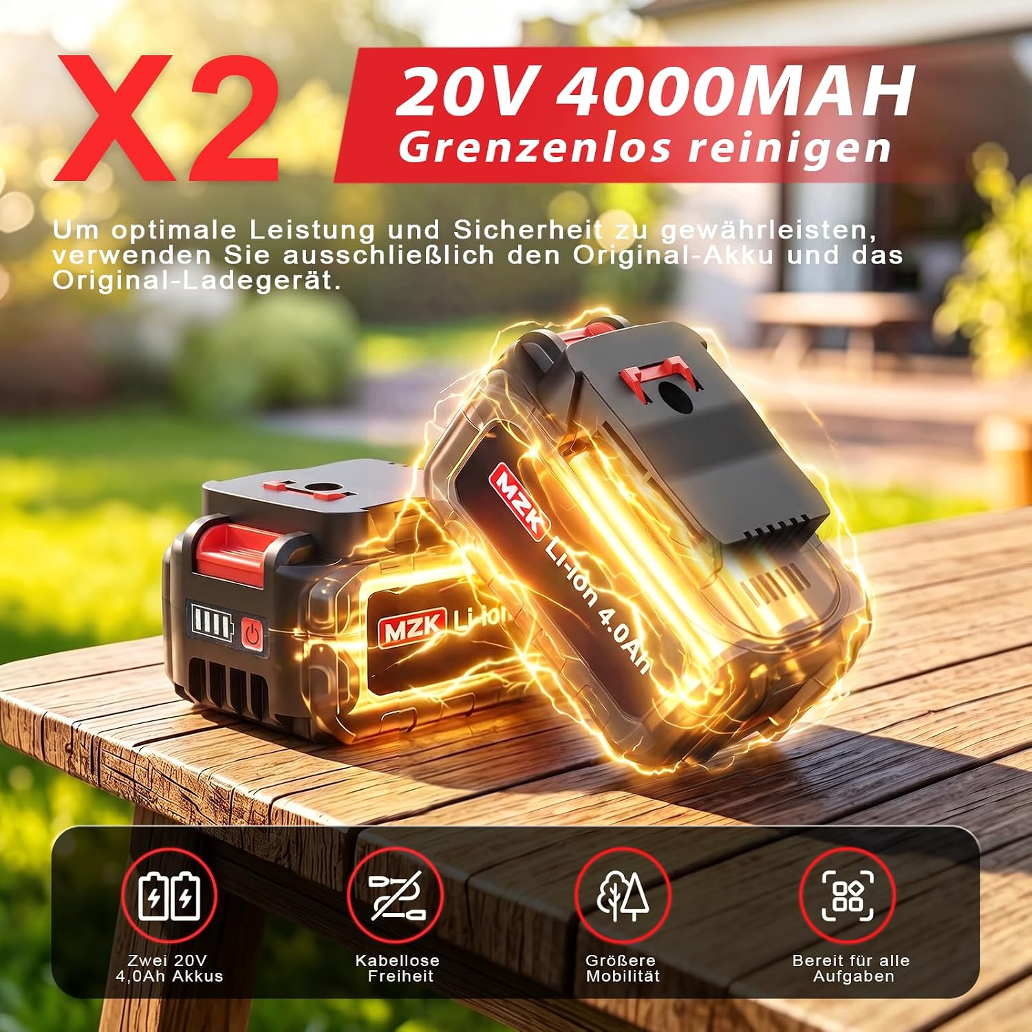 MZK 20V Teleskop Heckenschere Akku 2X 4,0Ah 57cm 1 MZK 20V Teleskop Heckenschere Akku 2X 4,0Ah 57cm