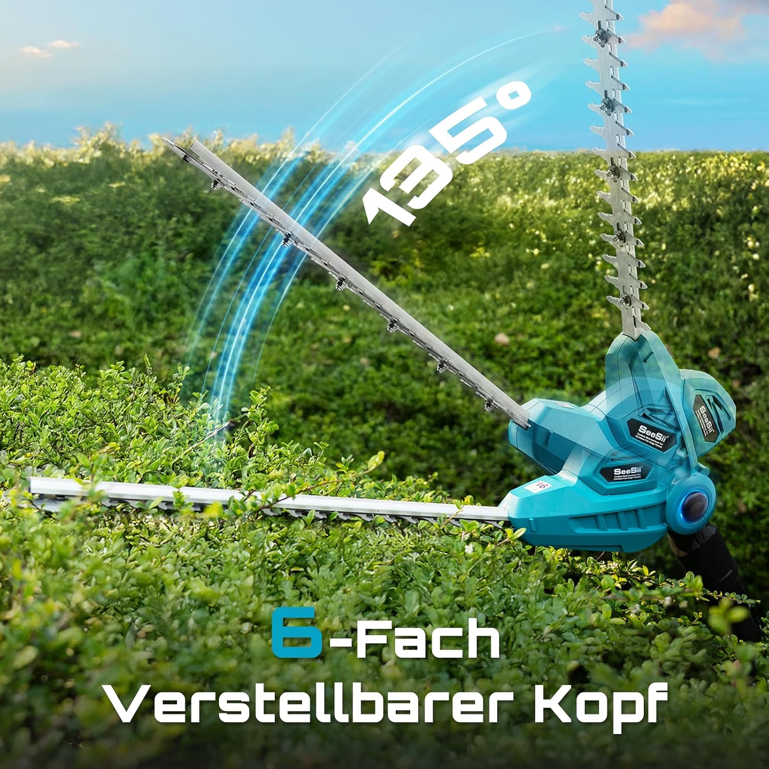 SEESII 20V Teleskop Heckenschere Akku, 40 cm Doppelmesser, 2 × 4,0 Ah Akkus 5 SEESII 20V Teleskop Heckenschere Akku, 40 cm Doppelmesser, 2 × 4,0 Ah Akkus – Bild 5