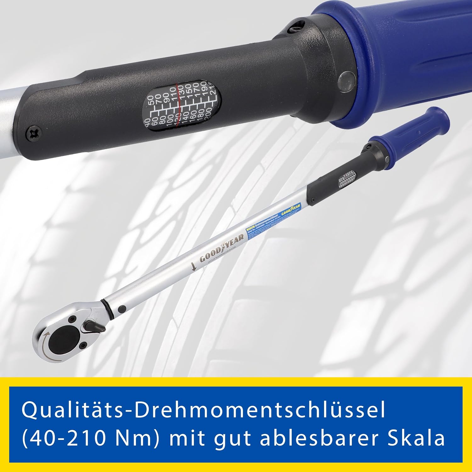 Goodyear Radwechselset, 11-teilig, Drehmomentschlüssel + 3-TLG. Steckschlüsselsatz + Verlängerung + div. Zubehör, Box 5 Goodyear Radwechselset, 11-teilig, Drehmomentschlüssel + 3-TLG. Steckschlüsselsatz + Verlängerung + div. Zubehör, Box – Bild 5