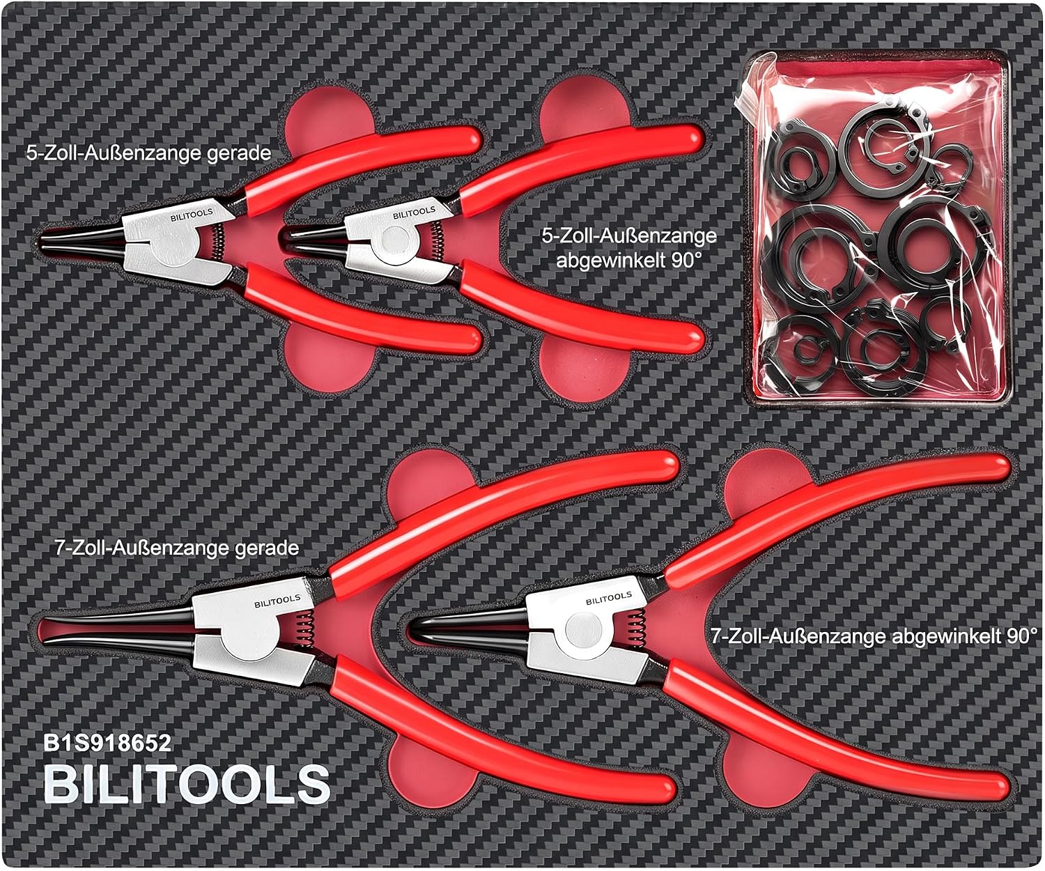 BILITOOLS 4-tlg. Sicherungsringzangen-Set für Außenringe, 125 und 175 mm 3 BILITOOLS 4-tlg. Sicherungsringzangen-Set für Außenringe, 125 und 175 mm – Bild 3