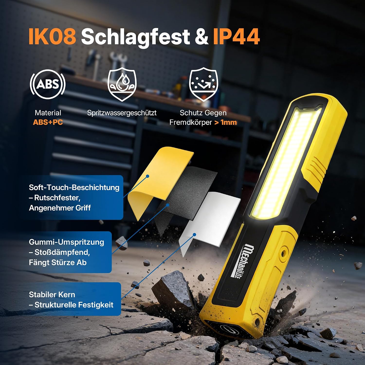 3000 Lumen LED Werkstattlampe 5 Leuchtmodi Inspektionslampe Gelb 5 3000 Lumen LED Werkstattlampe 5 Leuchtmodi Inspektionslampe Gelb – Bild 5