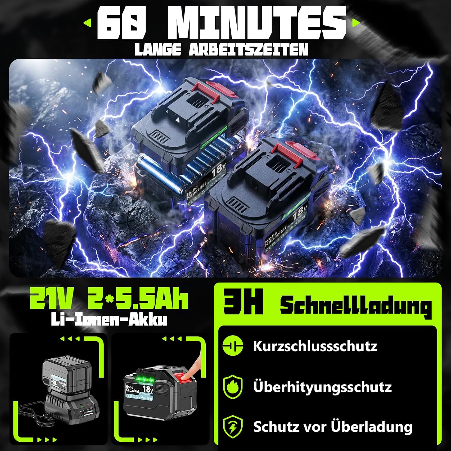 18V Akku-Laubbläser, Kabelloser elektrischer Laubbläser 3 18V Akku-Laubbläser, Kabelloser elektrischer Laubbläser – Bild 3