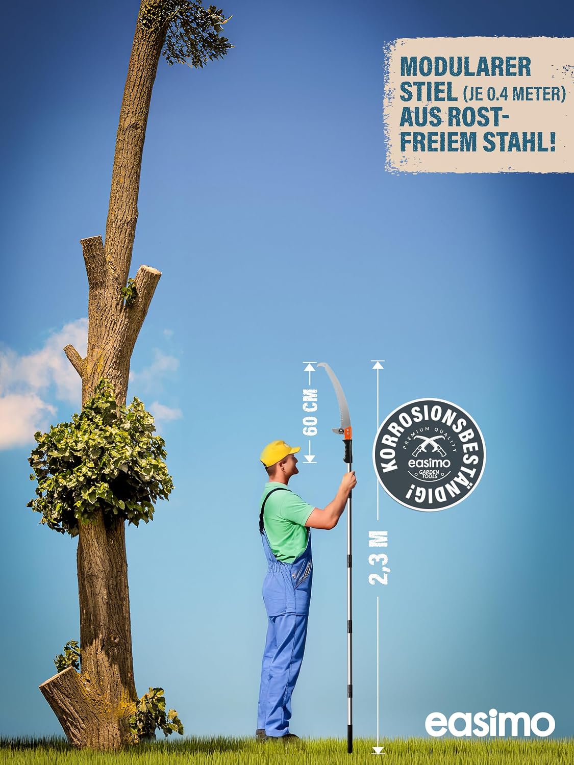 Astsäge Teleskop für Baumbeschneidung I Säge mit Teleskopstiel einstellbar auf bis zu 2.3m I Teleskop Baumsäge Baumschneider Baum Hochentaster 2 Astsäge Teleskop für Baumbeschneidung I Säge mit Teleskopstiel einstellbar auf bis zu 2.3m I Teleskop Baumsäge Baumschneider Baum Hochentaster – Bild 2