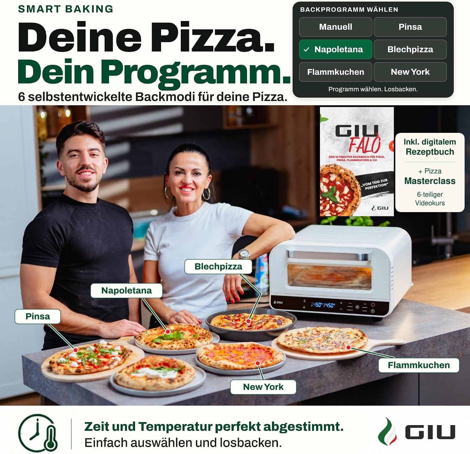 GIU Elektrischer Pizzaofen - Starker Elektro-Ofen für neapolitanische Pizza | Backofen, Pizzaofen, elektrisch, Electric Oven | Über 450 Grad FusionHeat-Tech | Genieße Steinofen-Geschmack Zuhause 2 GIU Elektrischer Pizzaofen - Starker Elektro-Ofen für neapolitanische Pizza | Backofen, Pizzaofen, elektrisch, Electric Oven | Über 450 Grad FusionHeat-Tech | Genieße Steinofen-Geschmack Zuhause – Bild 2