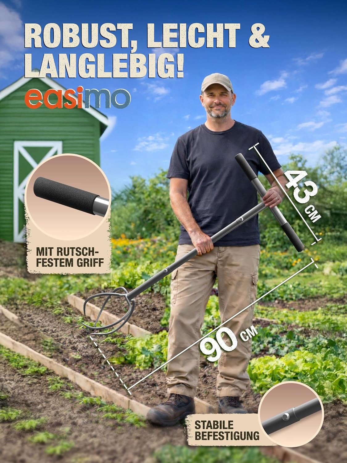 Gartenkralle mit T-Griff | Handkultivator & Bodenlockerer | Twist Tiller zum Boden Lockern, Belüften & Unkraut Entfernen | Garten Werkzeug 2 Gartenkralle mit T-Griff | Handkultivator & Bodenlockerer | Twist Tiller zum Boden Lockern, Belüften & Unkraut Entfernen | Garten Werkzeug – Bild 2