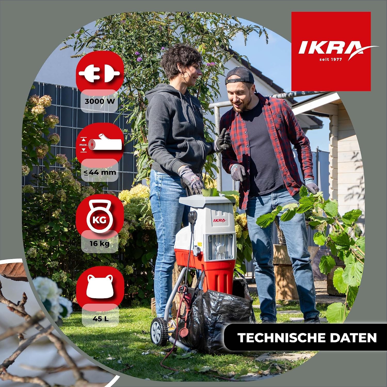 IKRA Elektro Gartenhäcksler Walzenhäcksler ILH 3000S, Aststärke bis 44mm 5 IKRA Elektro Gartenhäcksler Walzenhäcksler ILH 3000S, Aststärke bis 44mm – Bild 5