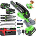 CEEPUY 6 Zoll Mini Akku-Kettensäge 2 x 4000 mAh elektrische Säge zum Beschneiden mit Ölpumpe, Handkettensäge zum Schneiden von Holz und Gärten