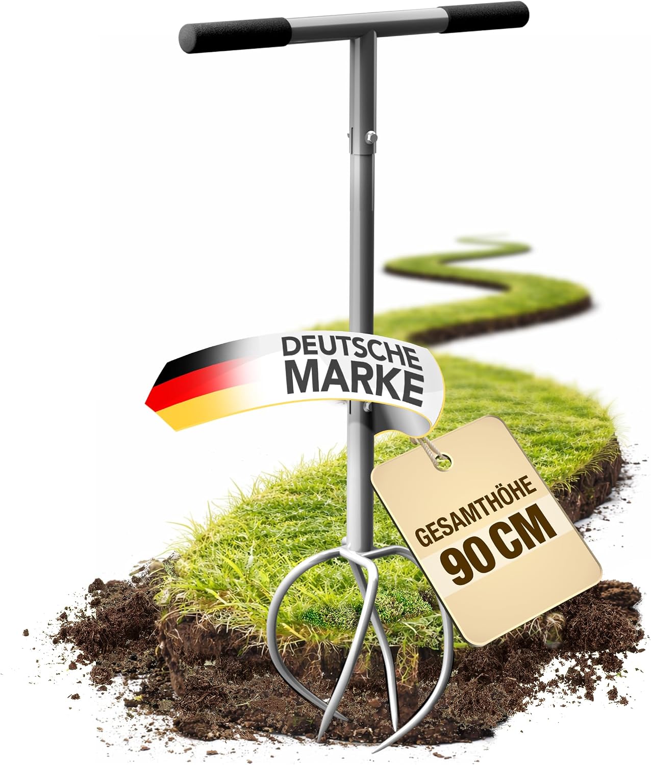 Gartenkralle mit T-Griff | Handkultivator & Bodenlockerer | Twist Tiller zum Boden Lockern, Belüften & Unkraut Entfernen | Garten Werkzeug 1 Gartenkralle mit T-Griff | Handkultivator & Bodenlockerer | Twist Tiller zum Boden Lockern, Belüften & Unkraut Entfernen | Garten Werkzeug