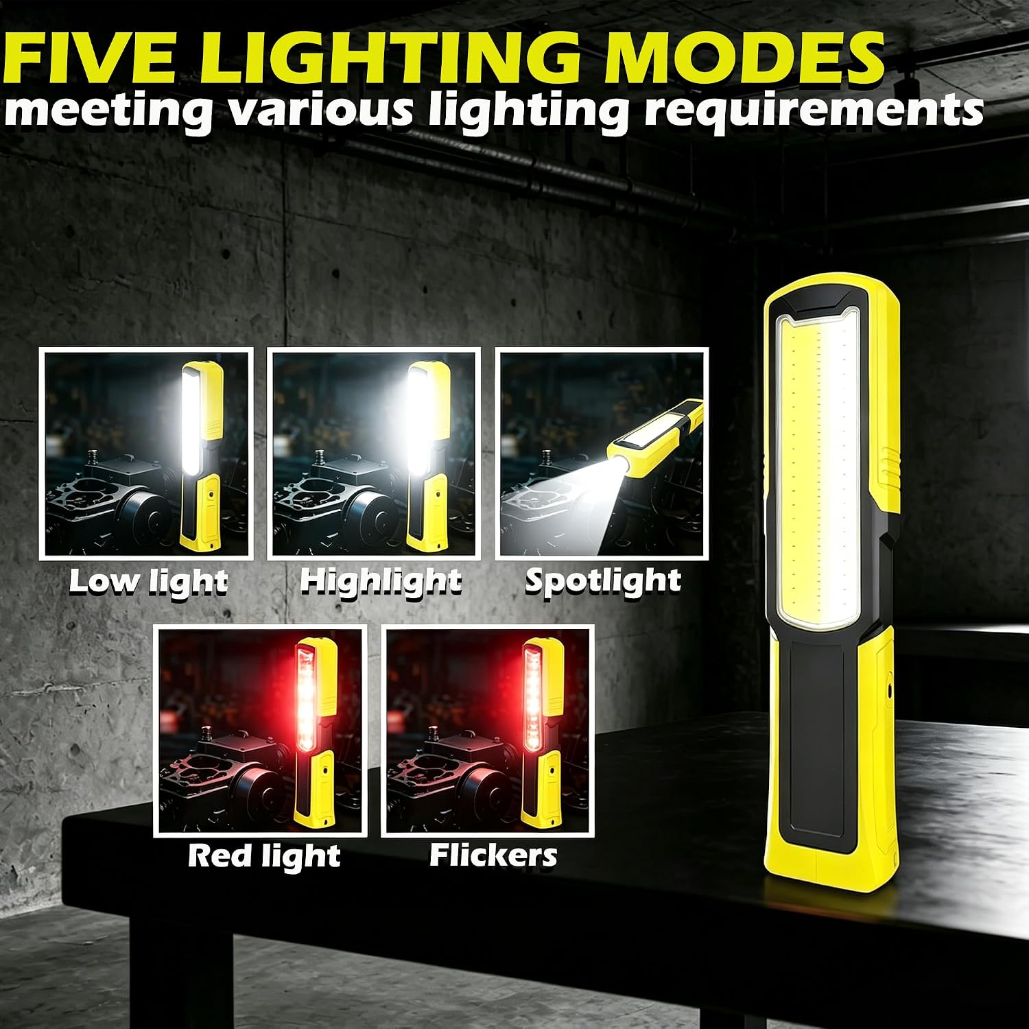 6000mAh Arbeitsleuchte LED,5 Lichtmodi,3000 Lumen Werkstattlampe mit Magnetfuß und Haken,360° Drehbare,für Auto Garage Werkstatt Camping Notfall 4 6000mAh Arbeitsleuchte LED,5 Lichtmodi,3000 Lumen Werkstattlampe mit Magnetfuß und Haken,360° Drehbare,für Auto Garage Werkstatt Camping Notfall – Bild 4