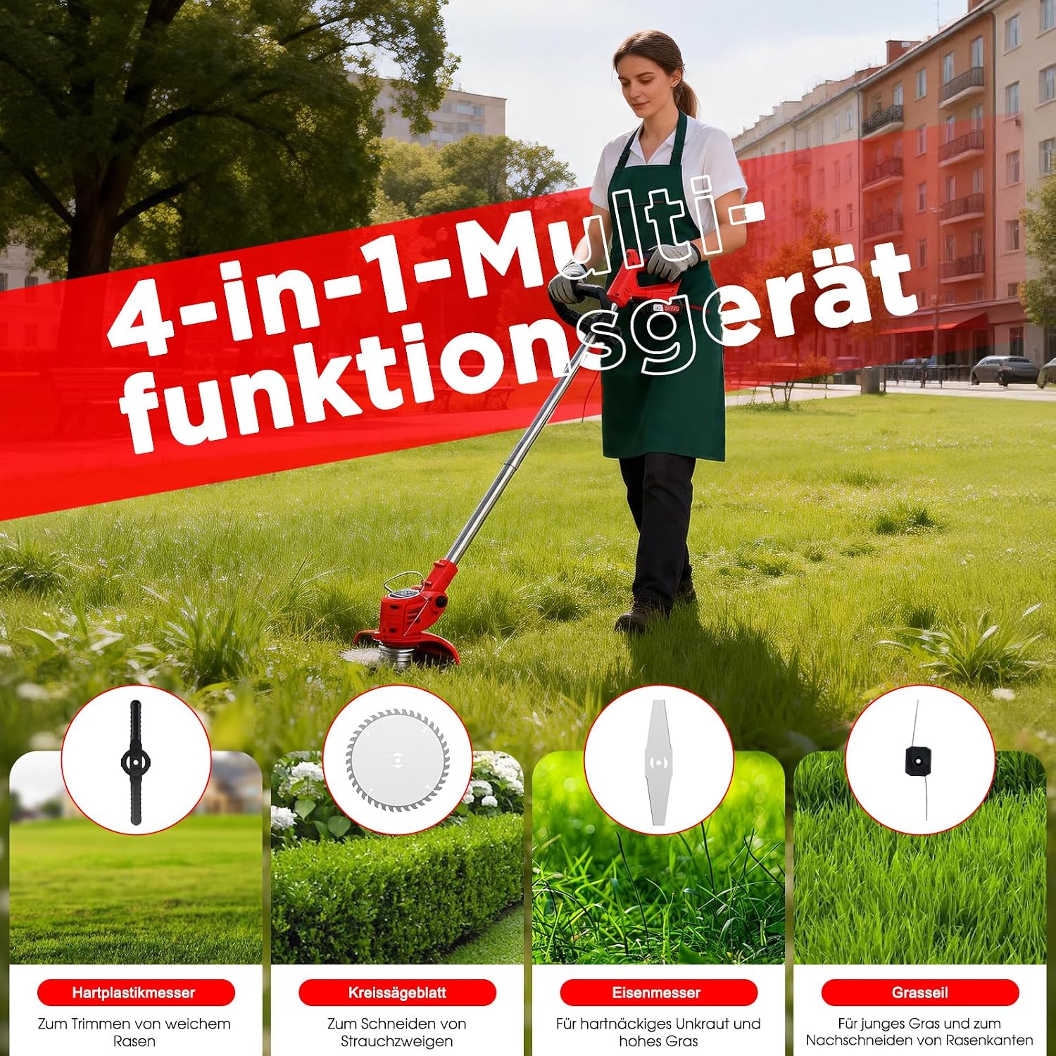 OUTIGO Akku-Rasentrimmer mit 2 * 21V Akku, 4 Messer, dreifach klappbarer Mäher, Rasenmäher, Akku-Gartenmäher für Rasen, Sträucher und Büsche. (Orange-FBA) 3 OUTIGO Akku-Rasentrimmer mit 2 * 21V Akku, 4 Messer, dreifach klappbarer Mäher, Rasenmäher, Akku-Gartenmäher für Rasen, Sträucher und Büsche. (Orange-FBA) – Bild 3