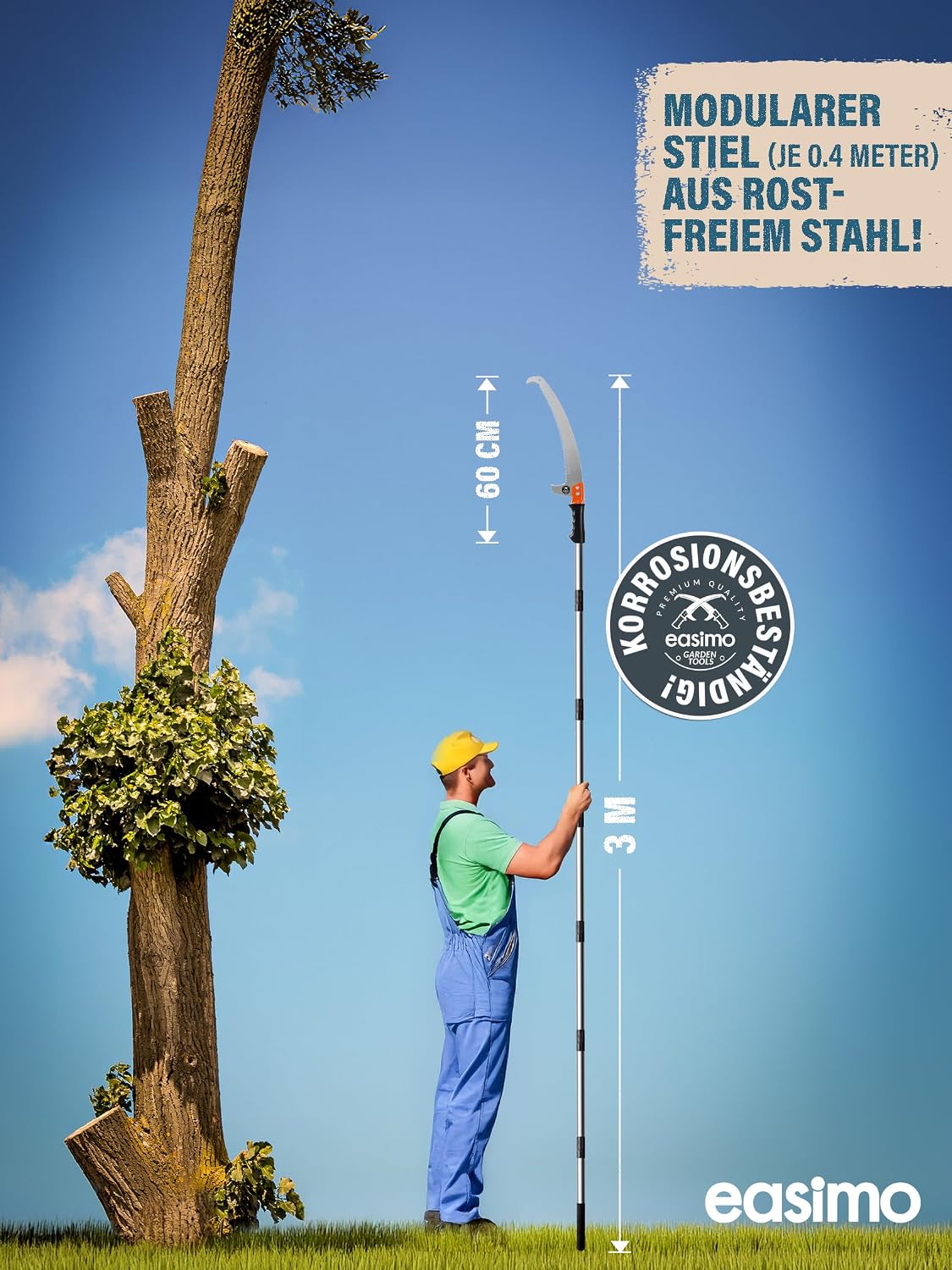 Astsäge Teleskop für Baumbeschneidung I Säge mit Teleskopstiel einstellbar auf bis zu 3m I Teleskop Baumsäge Baumschneider Baum Hochentaster 2 Astsäge Teleskop für Baumbeschneidung I Säge mit Teleskopstiel einstellbar auf bis zu 3m I Teleskop Baumsäge Baumschneider Baum Hochentaster – Bild 2