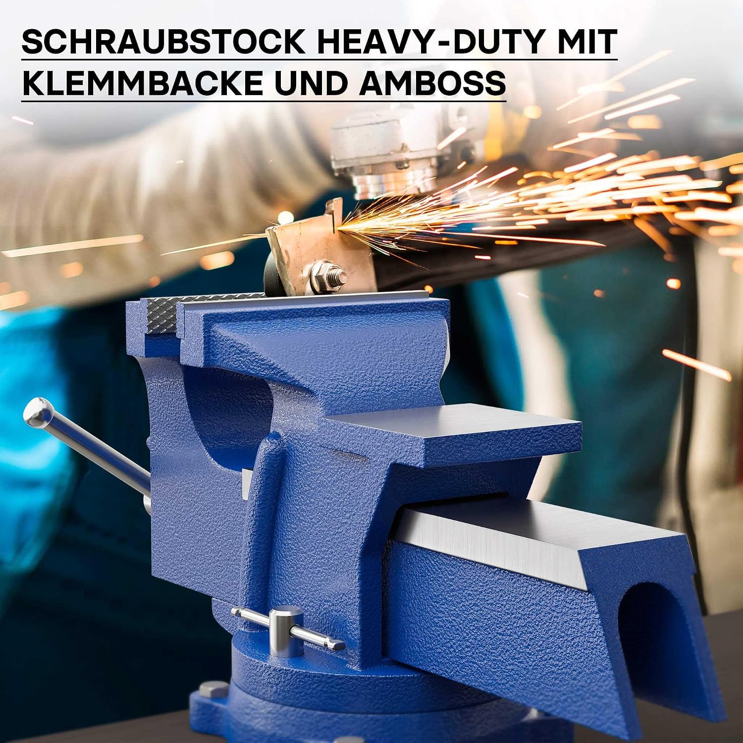 Wiltec Schraubstock Heavy Duty 125 mm Klemmbacke, Spannwerkzeug mit Amboss für schwere Beanspruchung für Werkbank 2 Wiltec Schraubstock Heavy Duty 125 mm Klemmbacke, Spannwerkzeug mit Amboss für schwere Beanspruchung für Werkbank – Bild 2