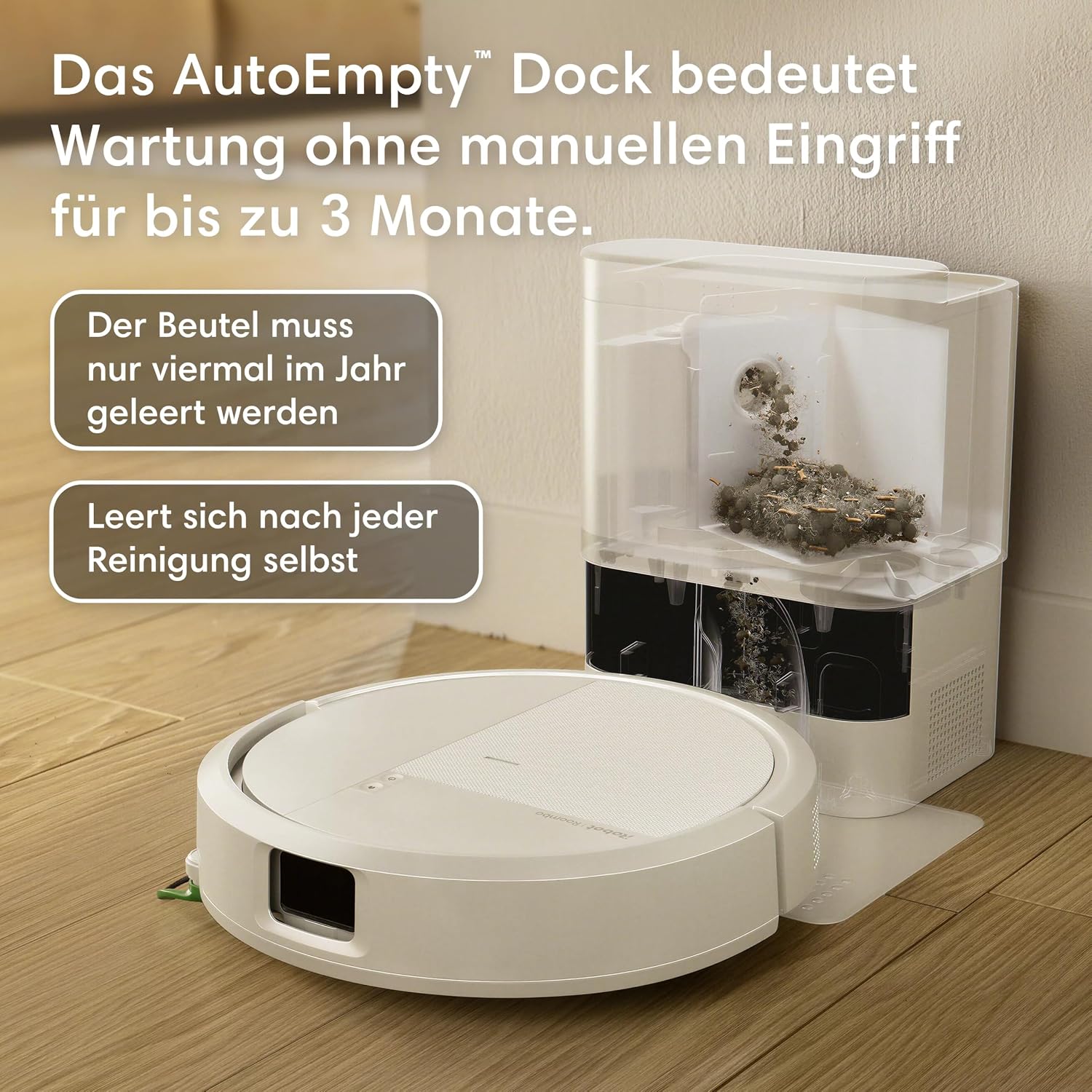 iRobot Roomba® 115 Combo Saug- und Wischroboter + AutoEmpty™ Dock, 15k Pa Saugleistung, Bürsten und Wischpad reichen, Navigation mit Clearview™ LiDAR, Weiß 2 iRobot Roomba® 115 Combo Saug- und Wischroboter + AutoEmpty™ Dock, 15k Pa Saugleistung, Bürsten und Wischpad reichen, Navigation mit Clearview™ LiDAR, Weiß – Bild 2
