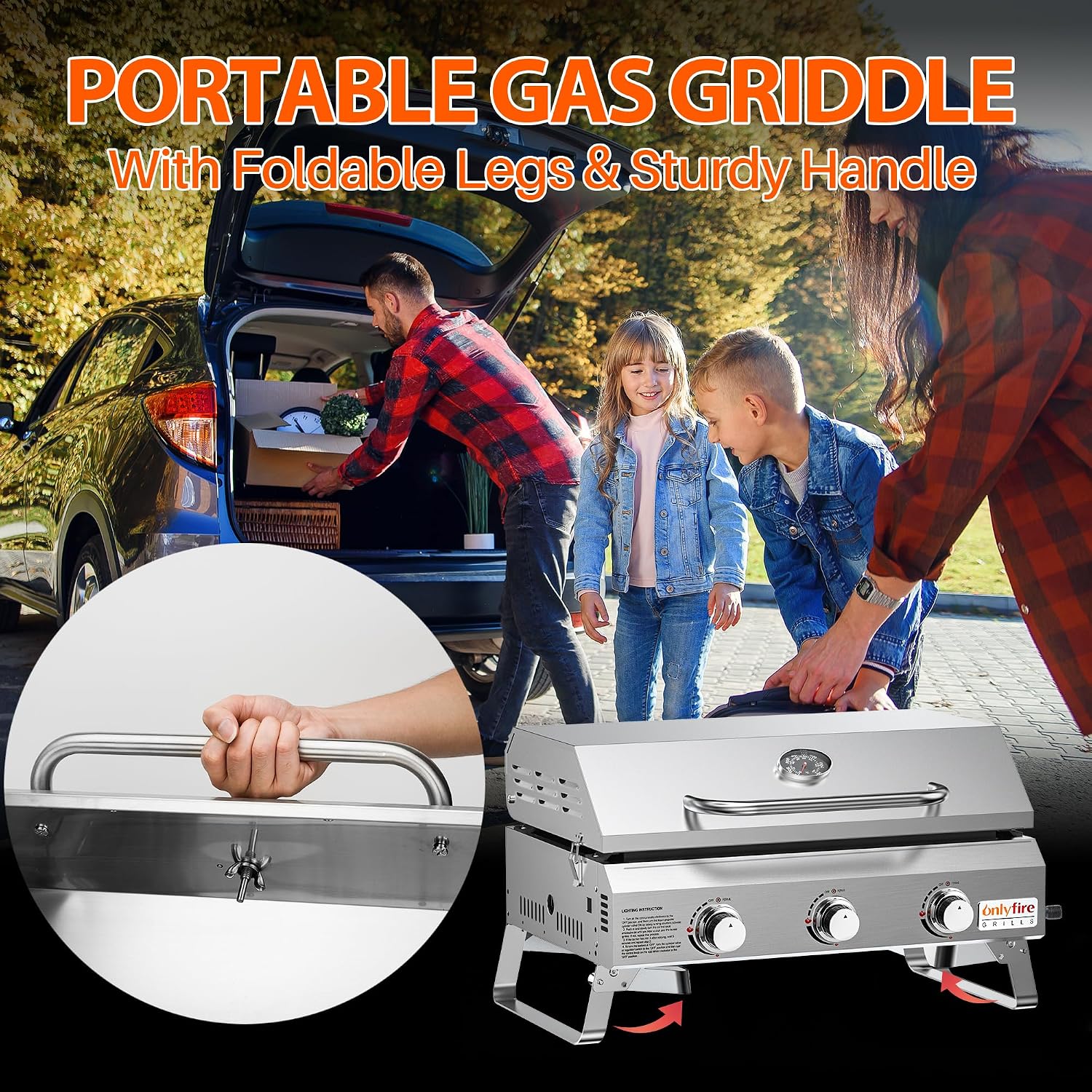 Onlyfire Tischgasgrill mit 3 Brenner | Edelstahl Plancha Gasgrill | mit Deckel, Grillplatte, Thermometer | Grillfläche 57 x 36 cm | Keramische Lackbeschichtung | BBQ Camping | Tragbarer Balkongrill 5 Onlyfire Tischgasgrill mit 3 Brenner | Edelstahl Plancha Gasgrill | mit Deckel, Grillplatte, Thermometer | Grillfläche 57 x 36 cm | Keramische Lackbeschichtung | BBQ Camping | Tragbarer Balkongrill – Bild 5