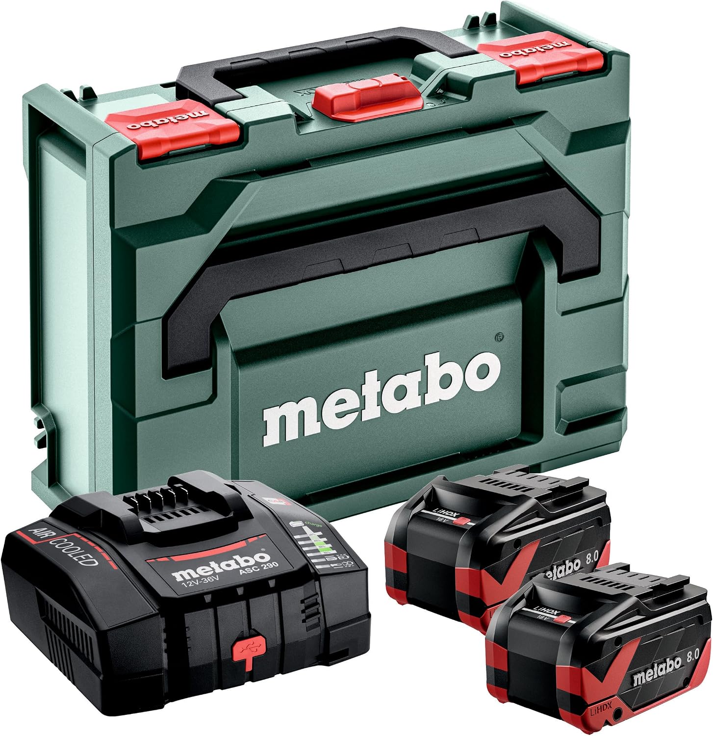 metabo Basis-Set, 2X LiHDX 8.0 Ah Metabo Akkus & Schnellladegerät ASC 290 1 metabo Basis-Set, 2X LiHDX 8.0 Ah Metabo Akkus & Schnellladegerät ASC 290